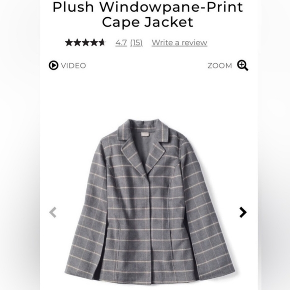 Chico's Plush Cape Jacket w/ Windowpane  Print - Picture 7 of 13